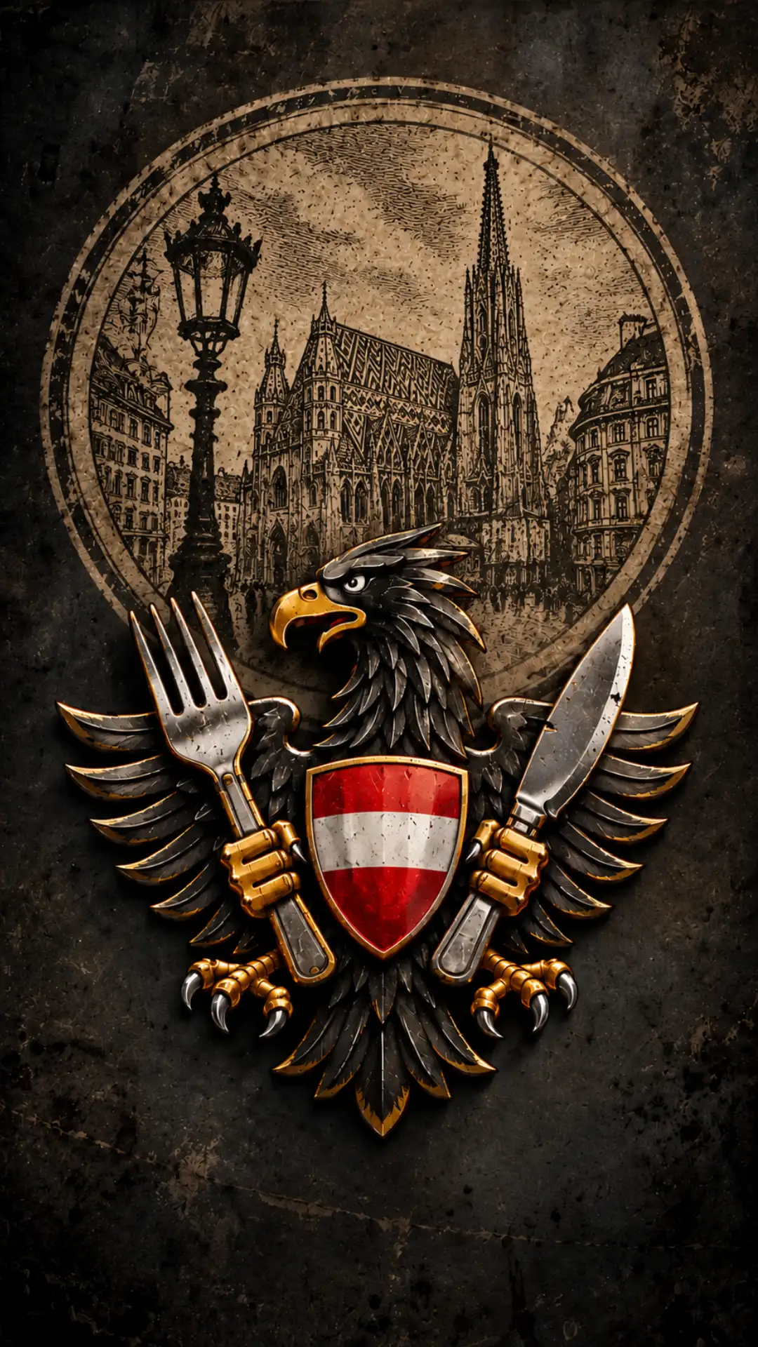 Austriaman-Emblem vor dem Zeichen der SchwammerlLoge
