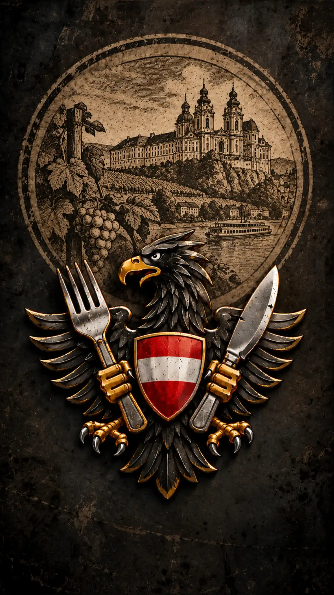 Austriaman-Emblem vor dem Zeichen der SchwammerlLoge