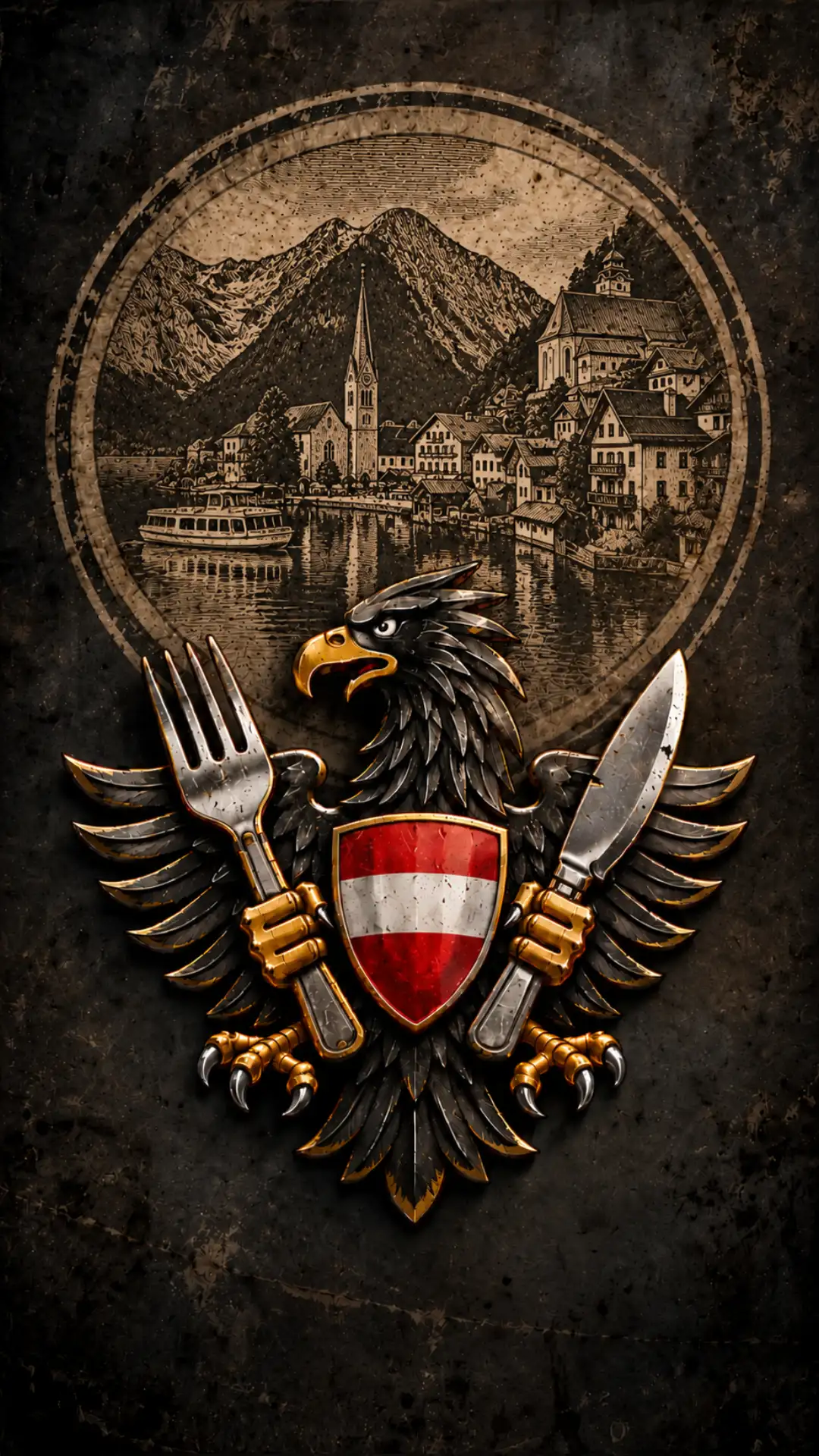 Austriaman-Emblem vor dem Zeichen der SchwammerlLoge