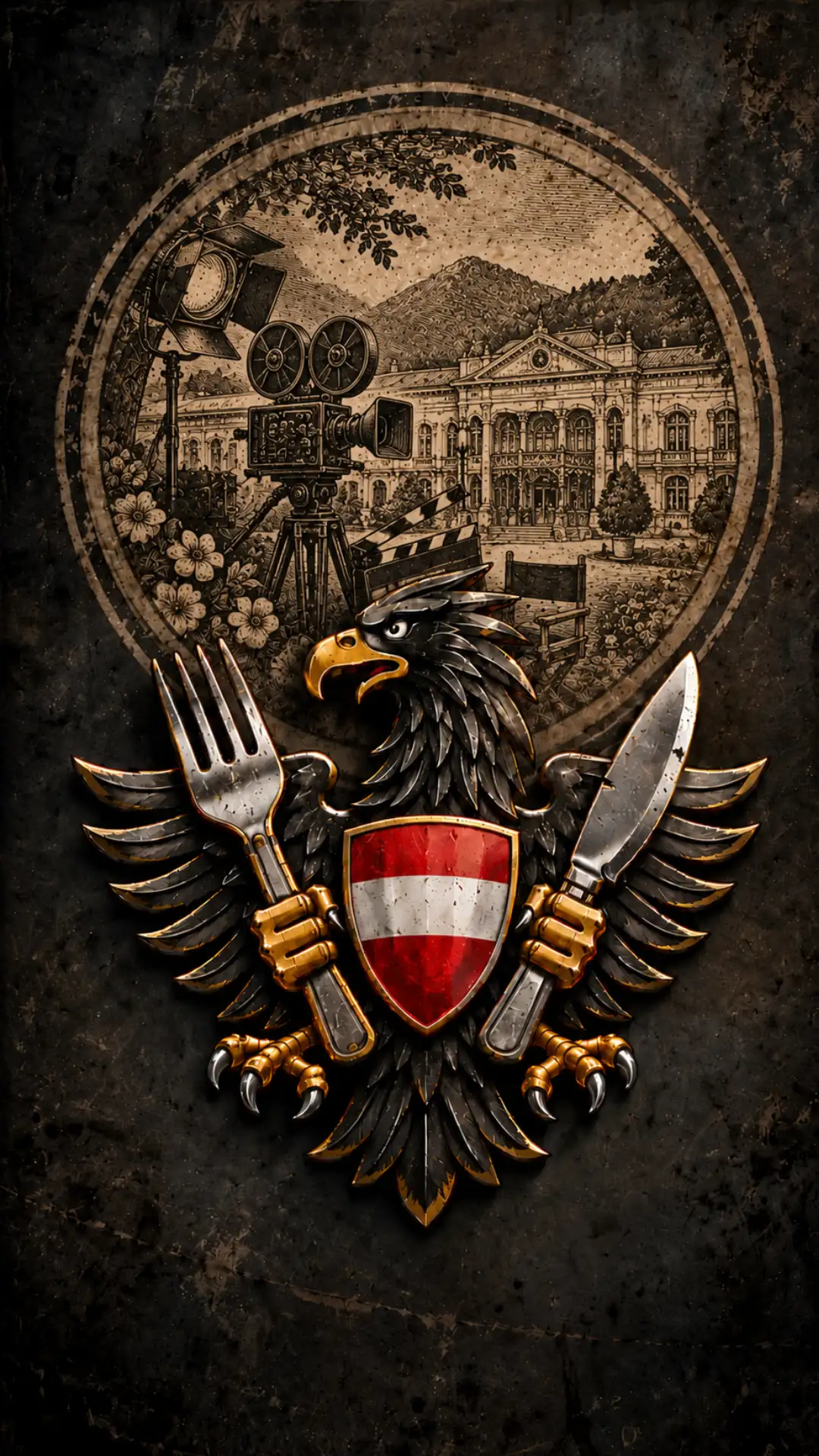 Austriaman-Emblem vor dem Zeichen der SchwammerlLoge